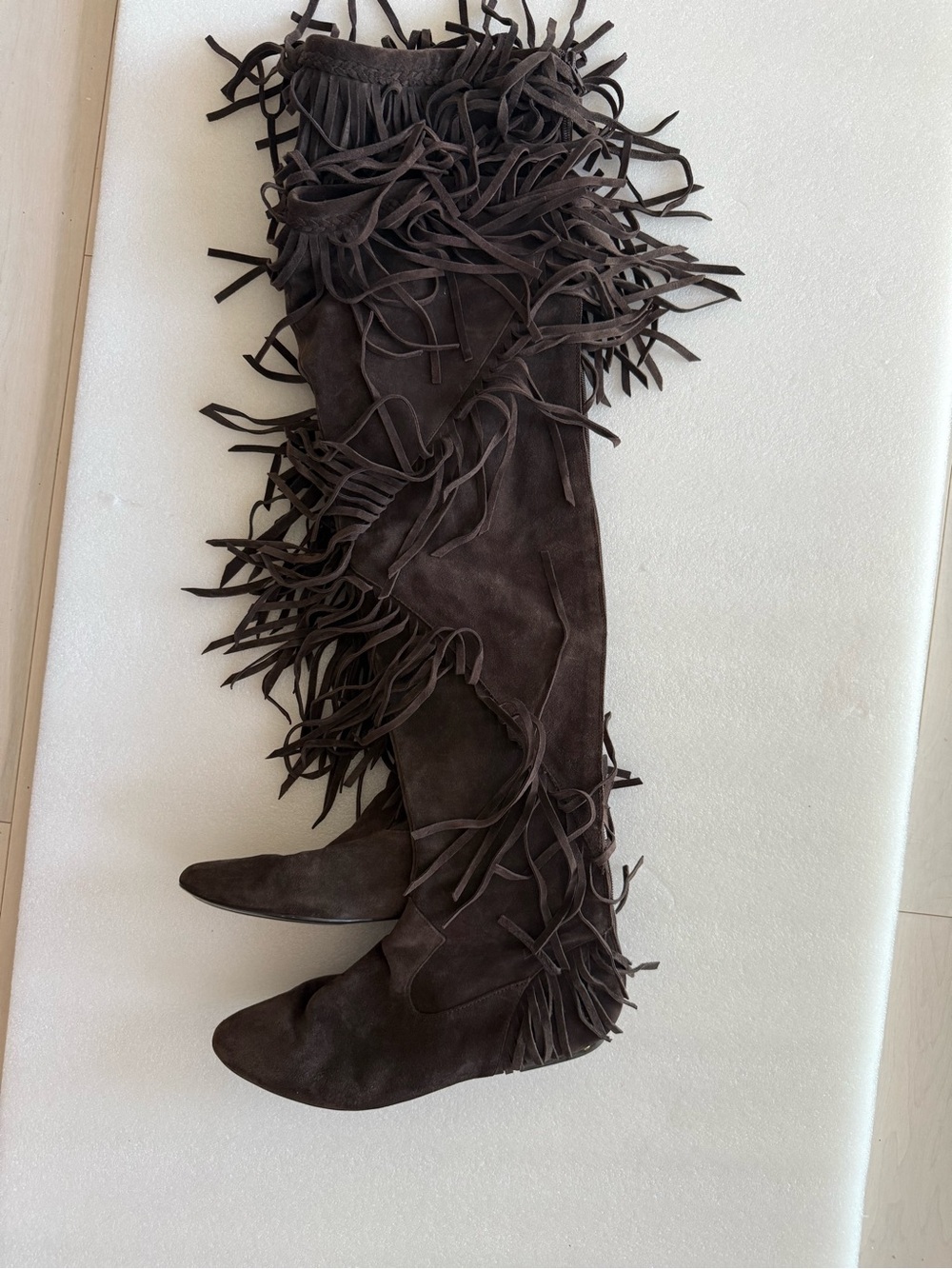 Sam Edelman Genuine Suede Leather Fringe Over The Knee Boots Boho Western Size 9